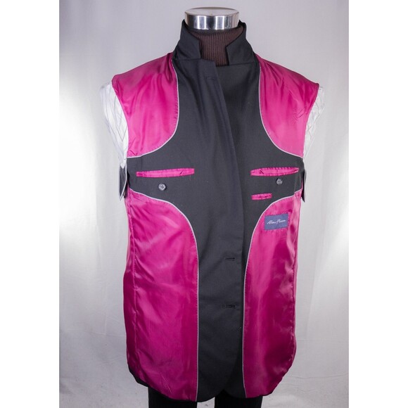 Alan Flusser Sport Coat Jacket Blazer Sz 44L Solid Black 2-Button Poly Blend EUC - Picture 9 of 14